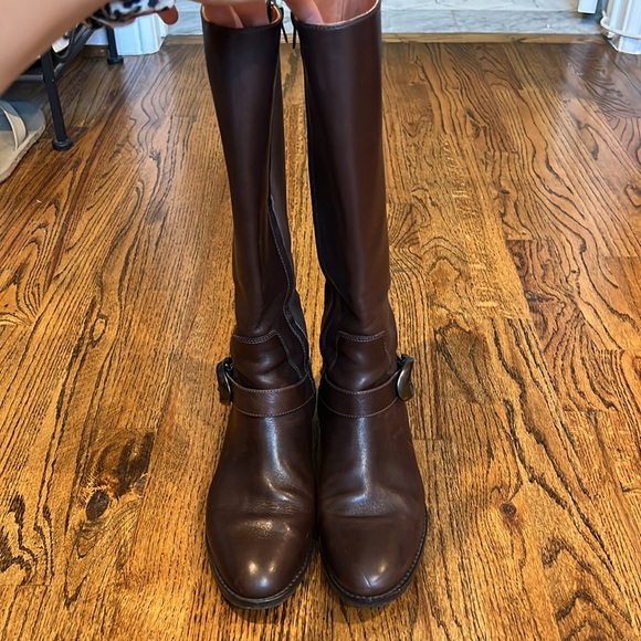 Tall Brown Leather Riding Boots 8 - Picture 1 of 6